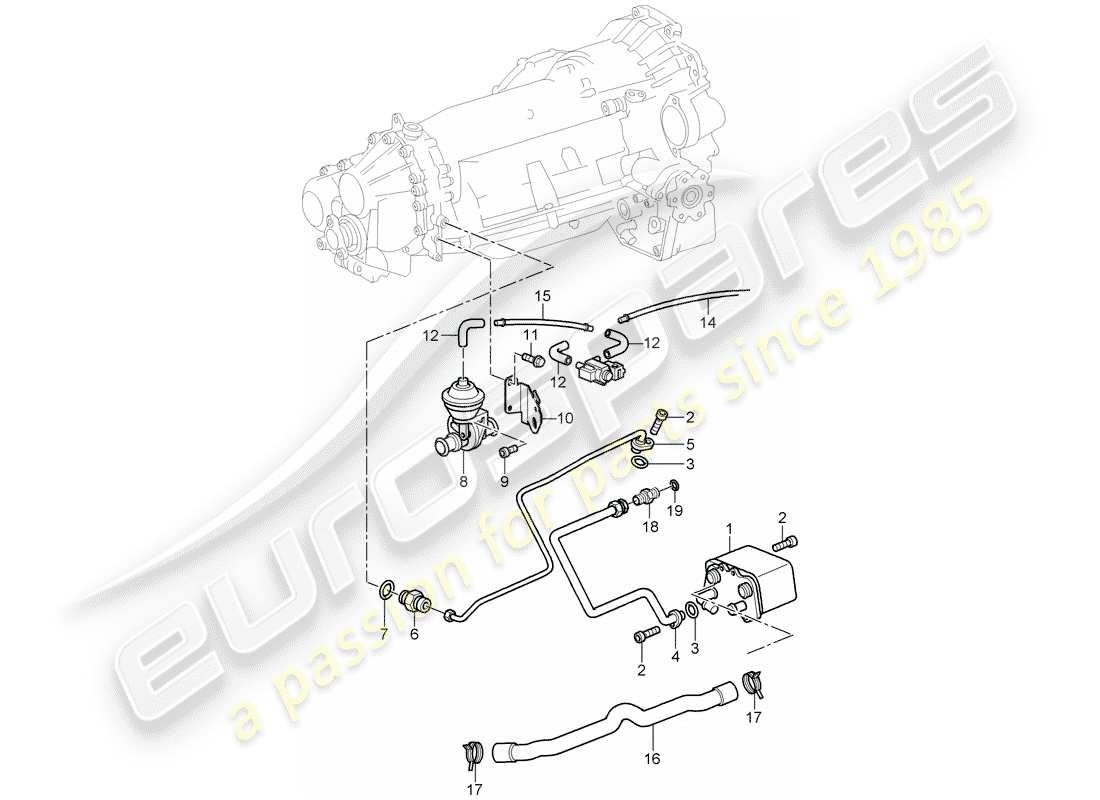 porsche 2003 (996) tiptronic - - radiatore olio ingranaggi - linea pressione olio per - raffreddamento olio ingranaggi - d - mj 2002>> schema delle parti