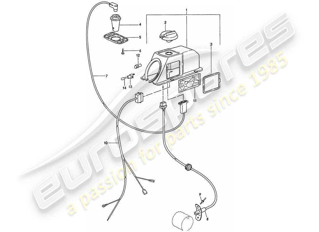 porsche 1974 (911) meccanismo di controllo - per - riscaldatore diagramma delle parti
