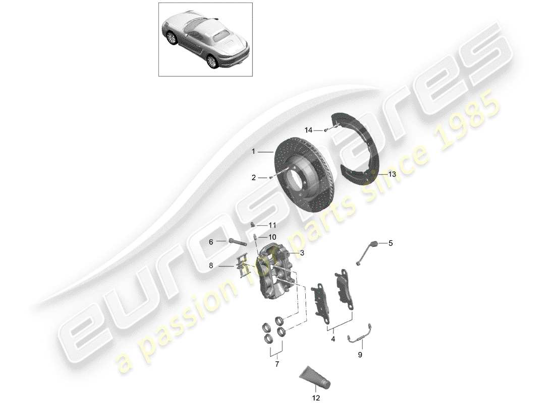 porsche 2018 (718 boxster) schema delle parti freni a disco