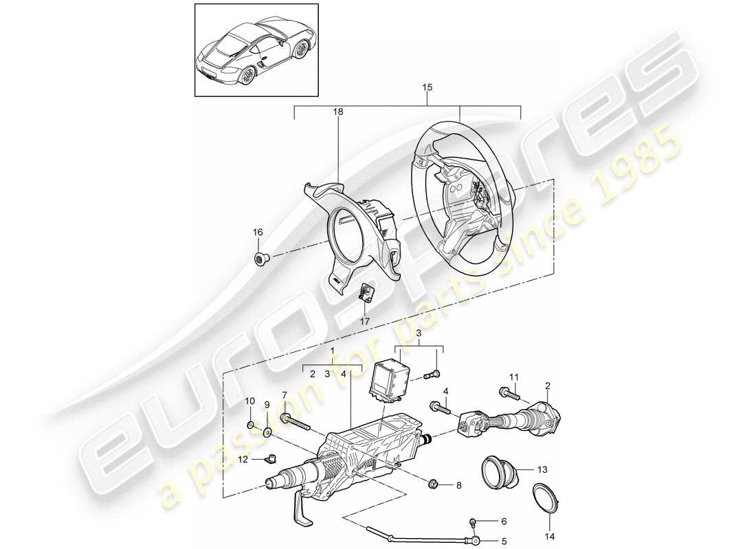 porsche 2012 (987 cayman) tubo di protezione sterzo schema delle parti