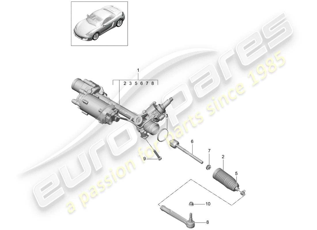 porsche 2015 (981 boxster) sterzo diagramma delle parti