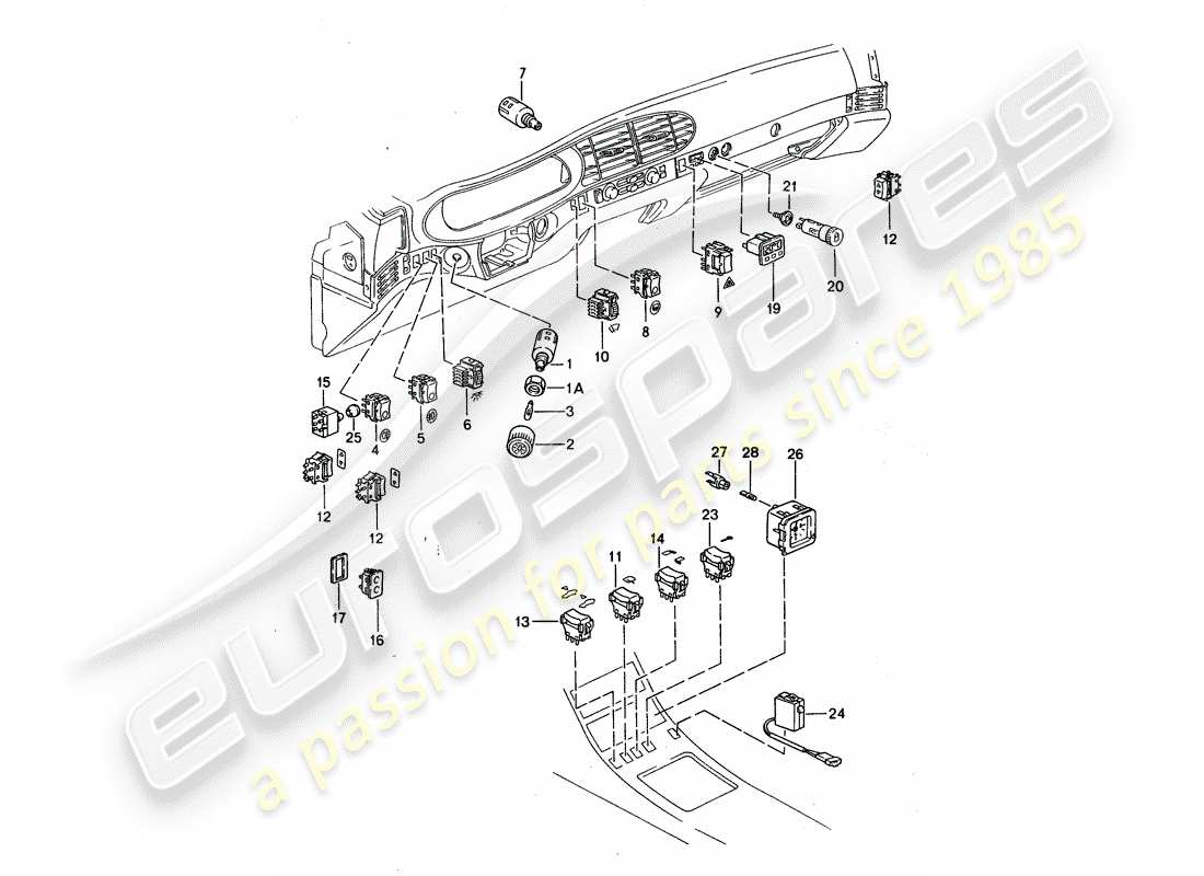 porsche 1993 (968) interruttore - indicatore temperatura ambiente - orologio diagramma delle parti