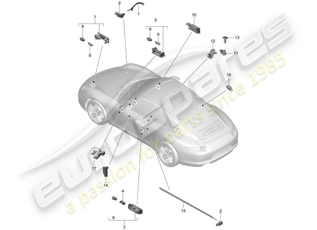 porsche 2013 (991-1) luci interne diagramma delle parti