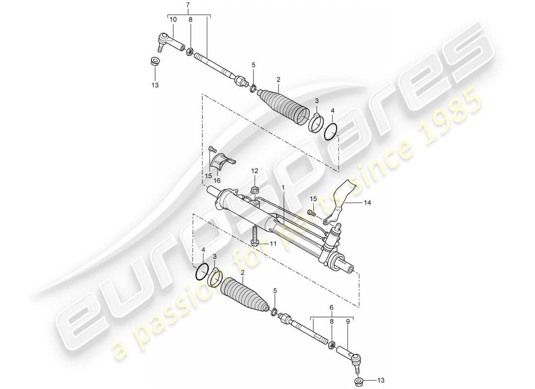 porsche 2010 (cayenne e1 9pa) servosterzo diagramma delle parti