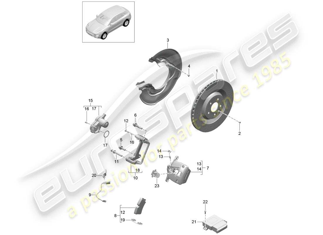 porsche 2016 (macan) schema delle parti freni a disco