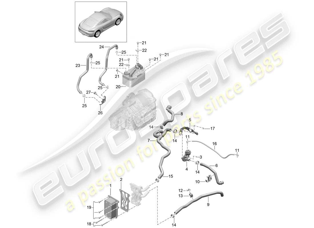 porsche 2017 (718 cayman) - pdk - diagramma delle parti