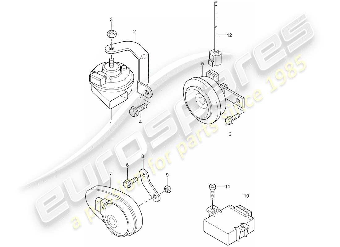 porsche 2006 (cayenne e1 9pa) corno di fanfara diagramma delle parti