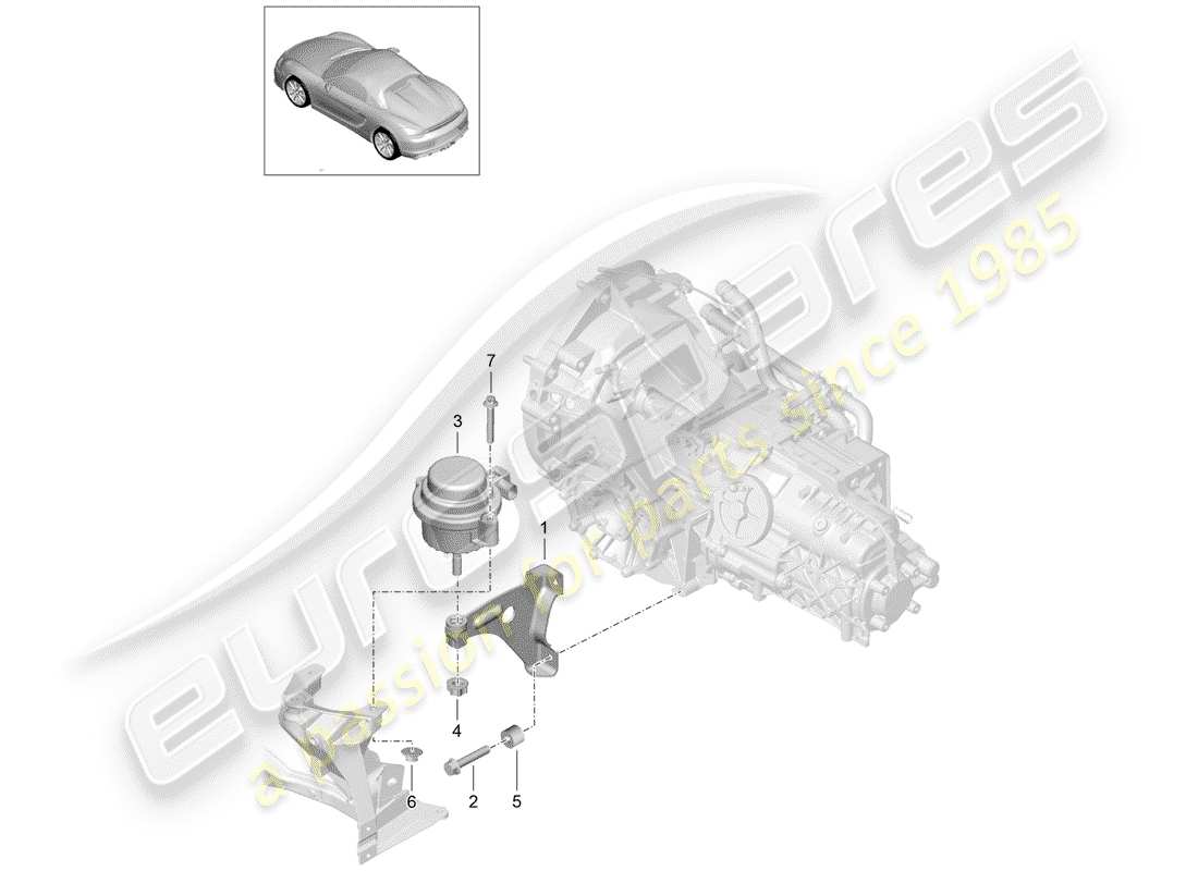 porsche 2016 (981 boxster spyder) schema delle parti sospensioni trasmissione