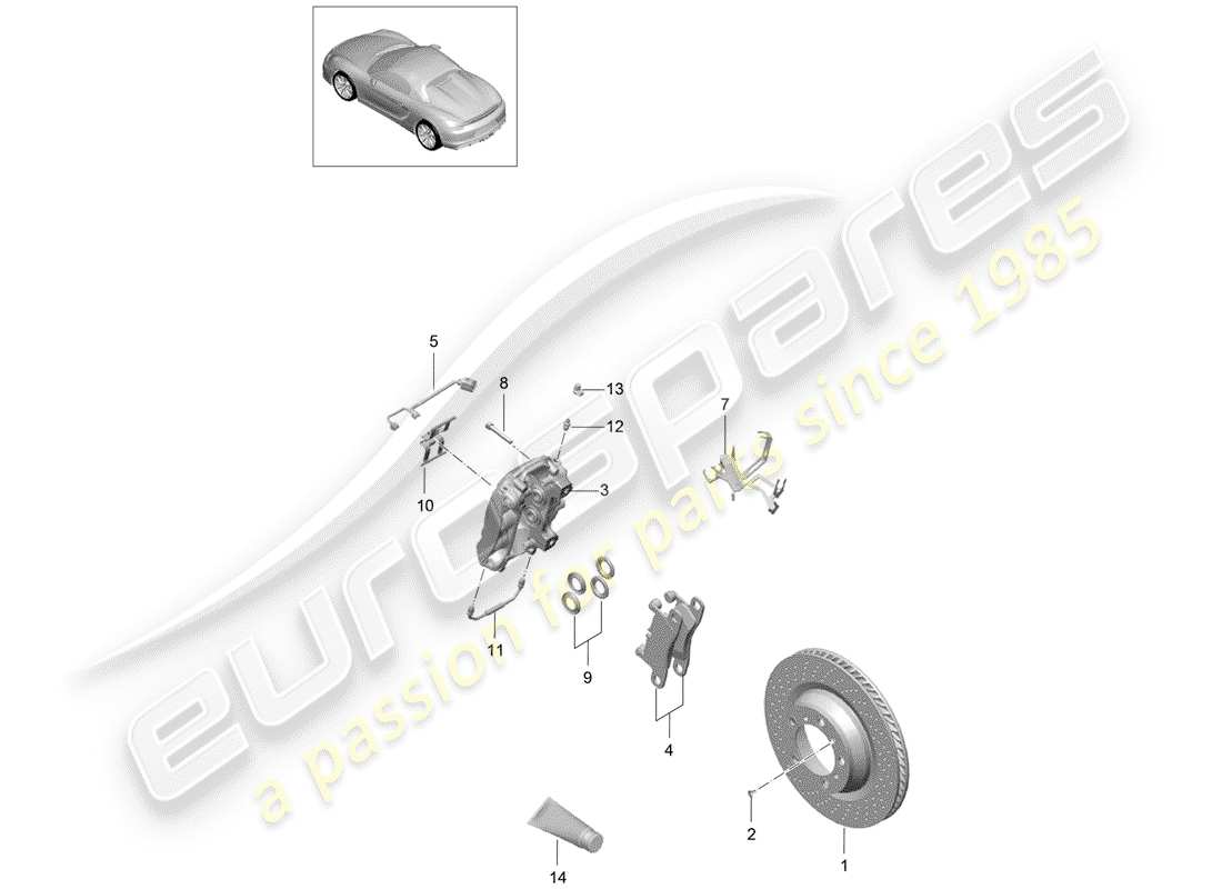 porsche 2016 (981 boxster spyder) schema delle parti freni a disco