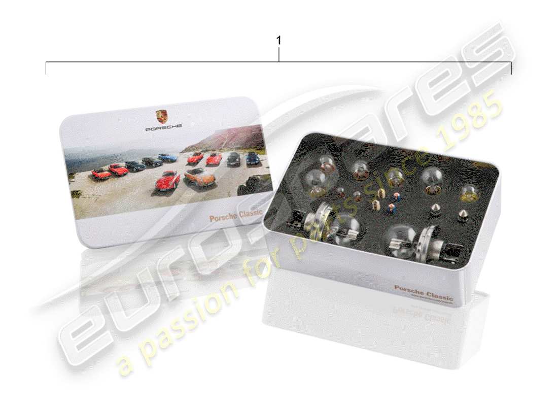 porsche 2012 (accessories) scatola con lampadine - porsche classica - con: - lampadina - e - fusibile schema delle parti