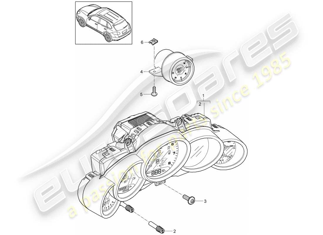 porsche 2014 (cayenne e2 92a) diagramma delle parti quadro strumenti