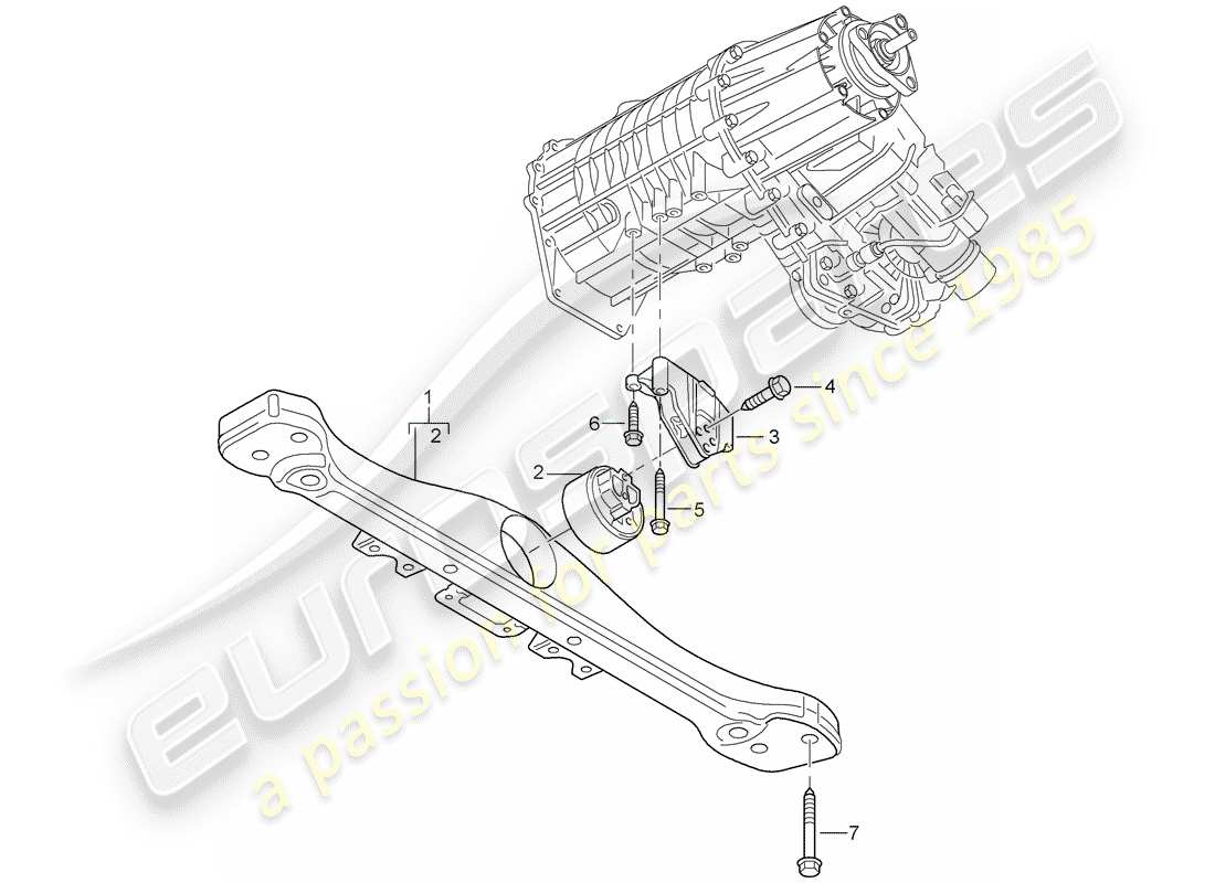 porsche 2010 (cayenne e1 9pa) scatola di trasferimento diagramma delle parti