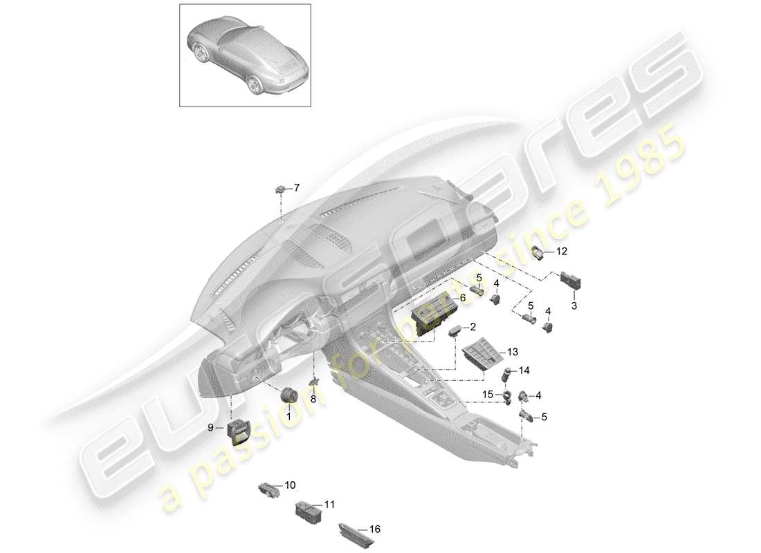 porsche 2012 (991-1) interruttore diagramma delle parti