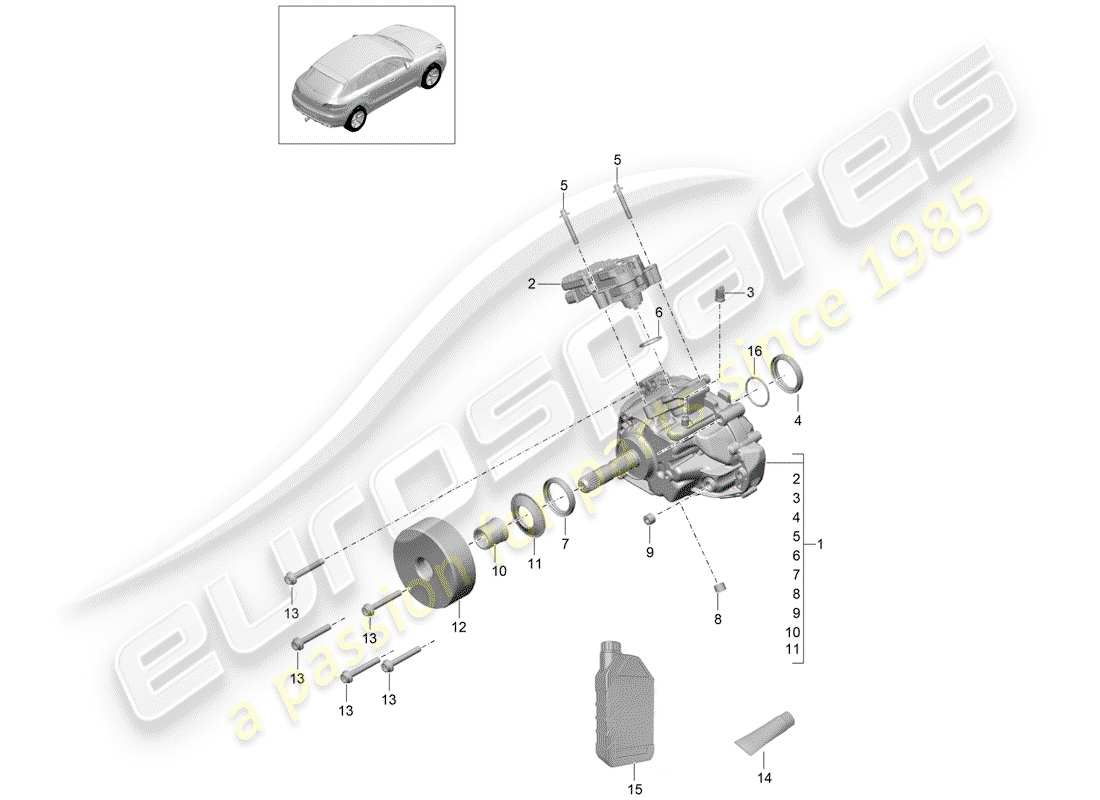 porsche 2017 (macan) scatola di trasferimento diagramma delle parti