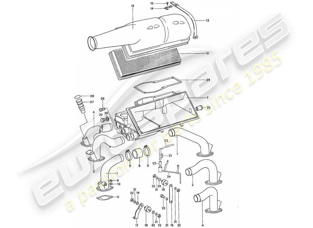 porsche 1977 (911) filtro aria - k-jetronic diagramma delle parti