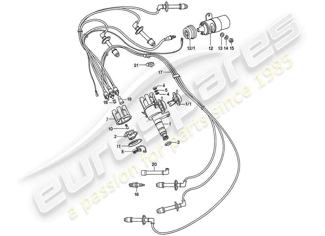 porsche 1974 (911) elettrica del motore diagramma delle parti