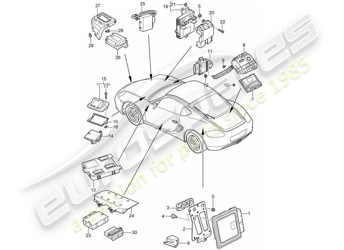 porsche 2012 (987 cayman) unità di controllo diagramma delle parti