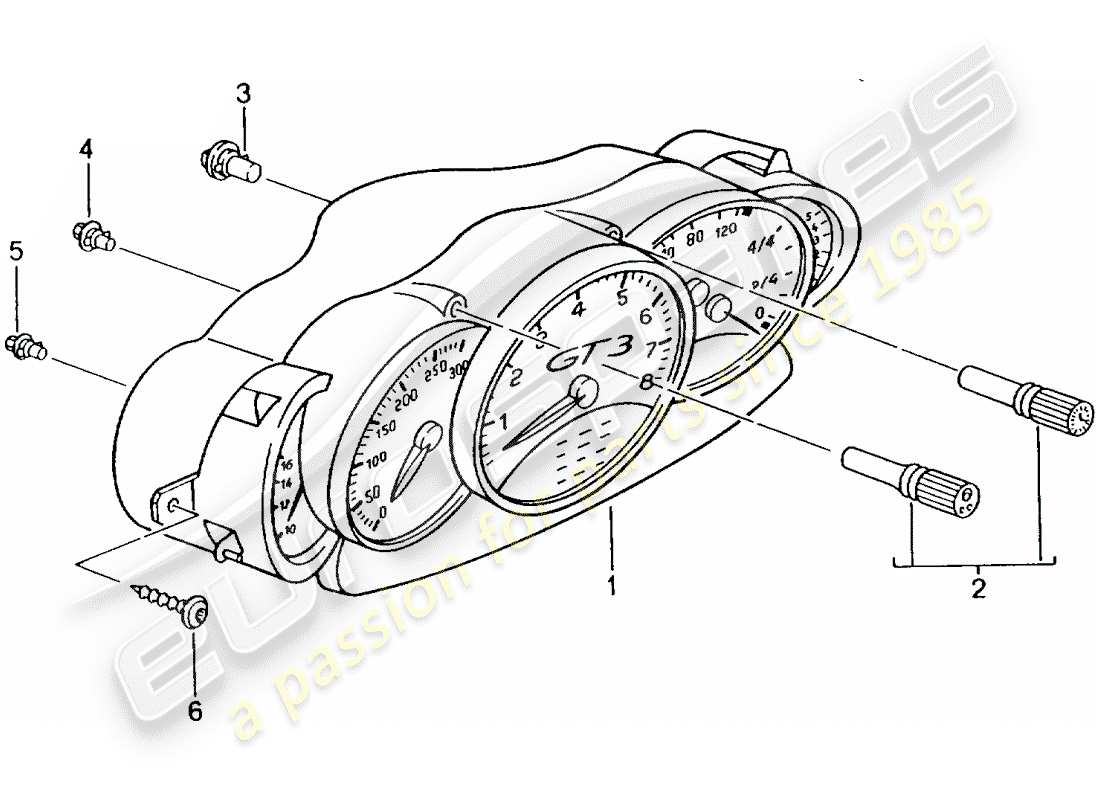 porsche 2005 (996 gt3) strumenti - completi diagramma delle parti
