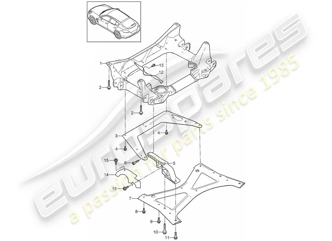 porsche 2010 (panamera 970) sottotelaio diagramma delle parti