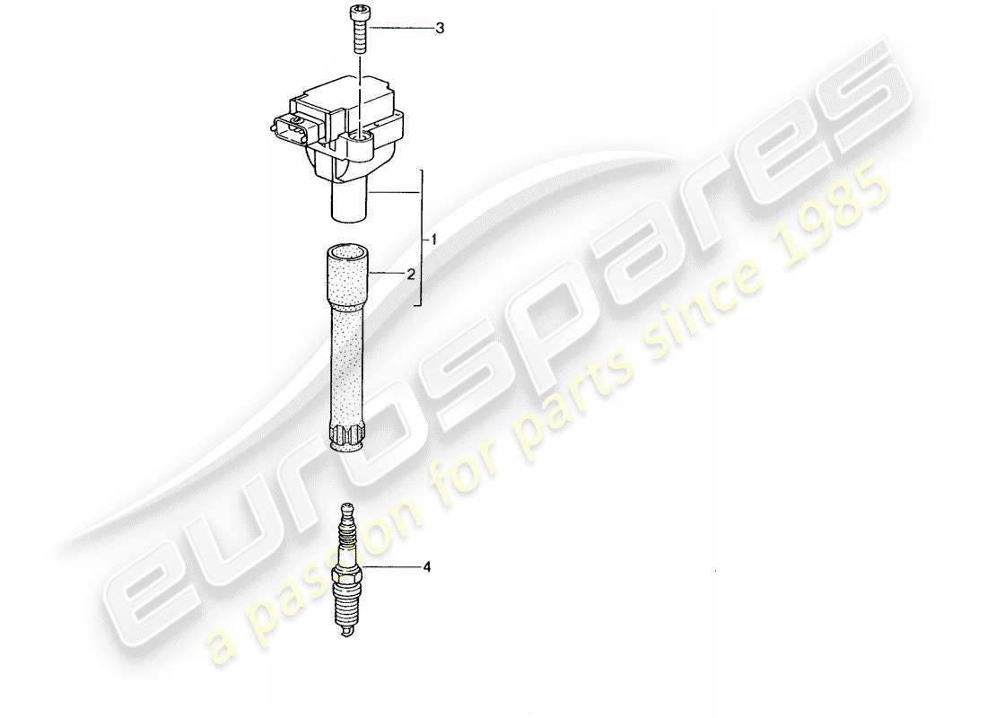 porsche 2002 (996 gt3) sistema di accensione diagramma delle parti