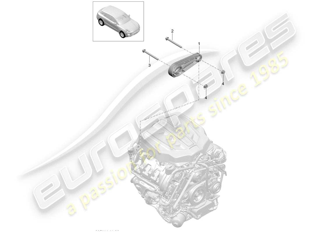 porsche 2016 (macan) attrezzatura di sollevamento motore schema delle parti