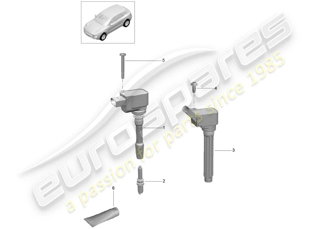 porsche 2016 (macan) schema delle parti del sistema di accensione