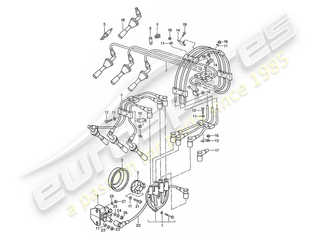 porsche 1988 (959) impianto elettrico del motore 1 diagramma delle parti