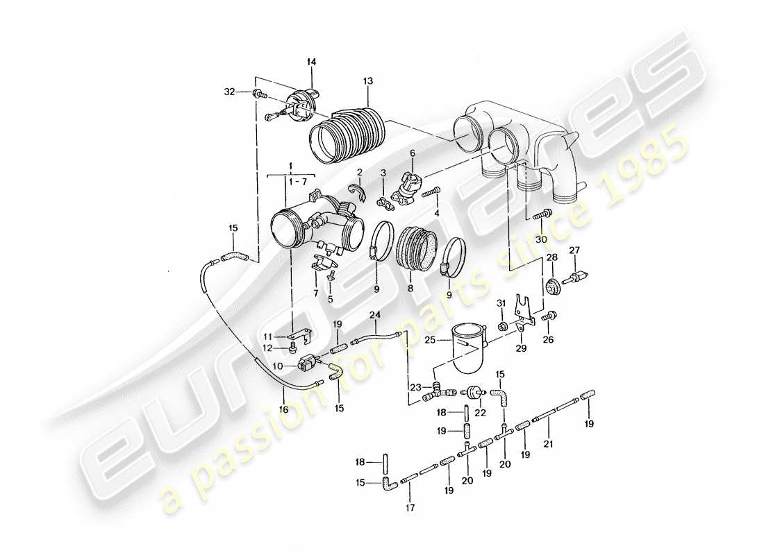 porsche 2005 (996 gt3) corpo farfallato diagramma delle parti
