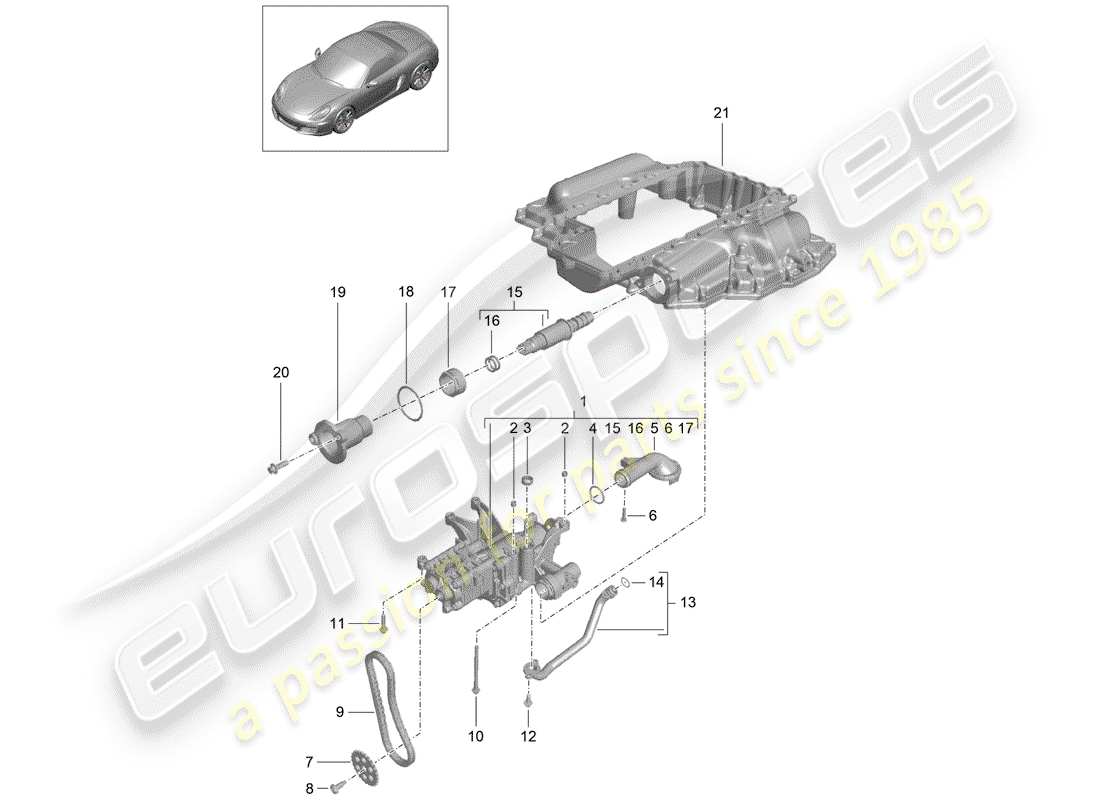 porsche 2015 (981 boxster) pompa dell'olio diagramma delle parti