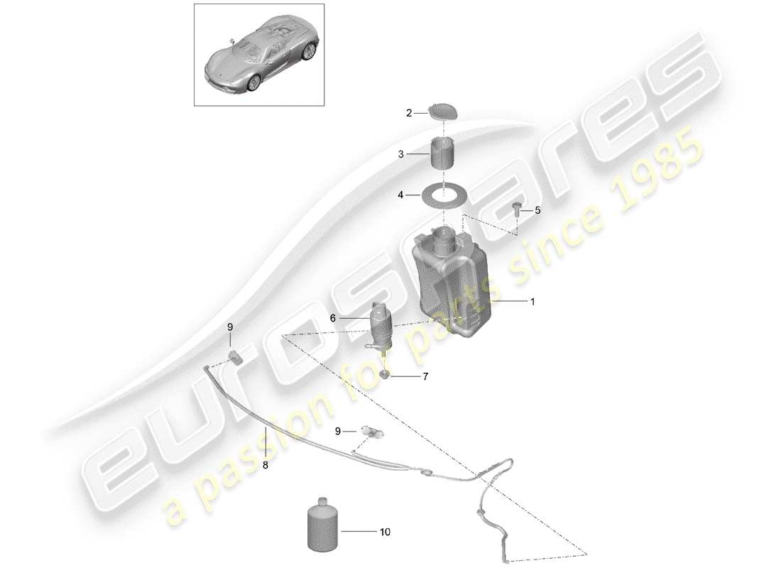 porsche 2015 (918 spyder) unita ' rondella del parabrezza schema delle parti