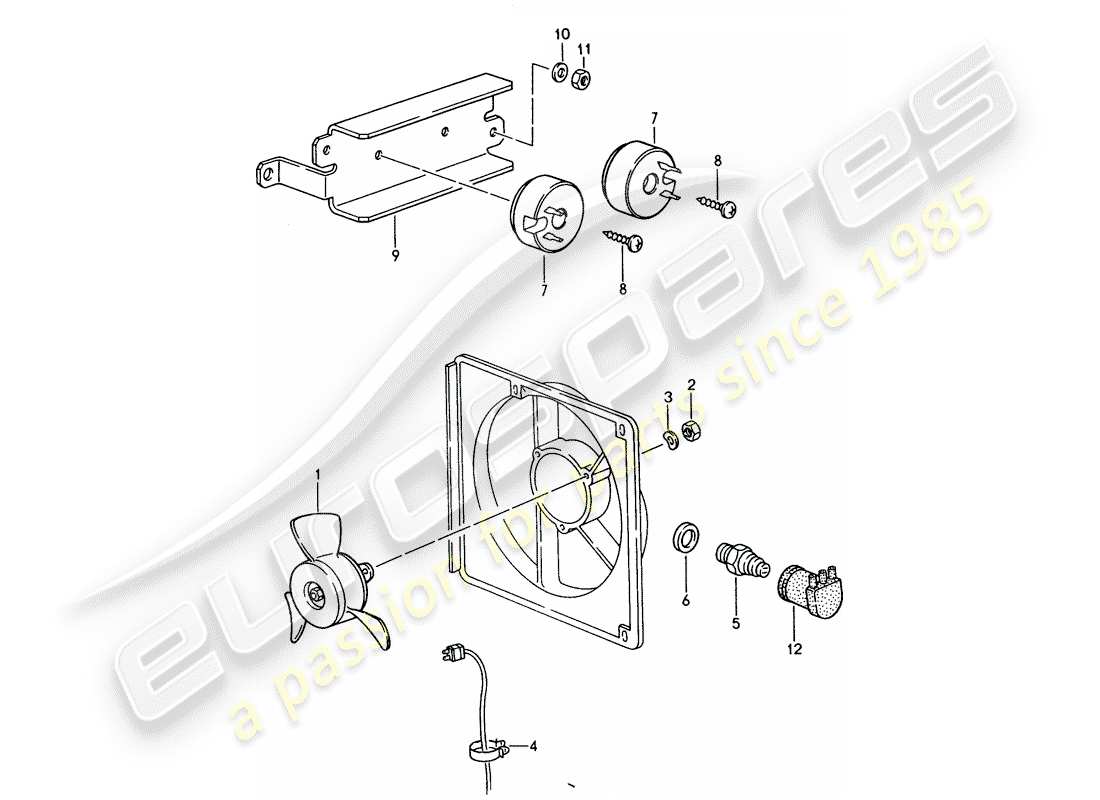 porsche 1988 (944) ventilatore elettrico diagramma delle parti