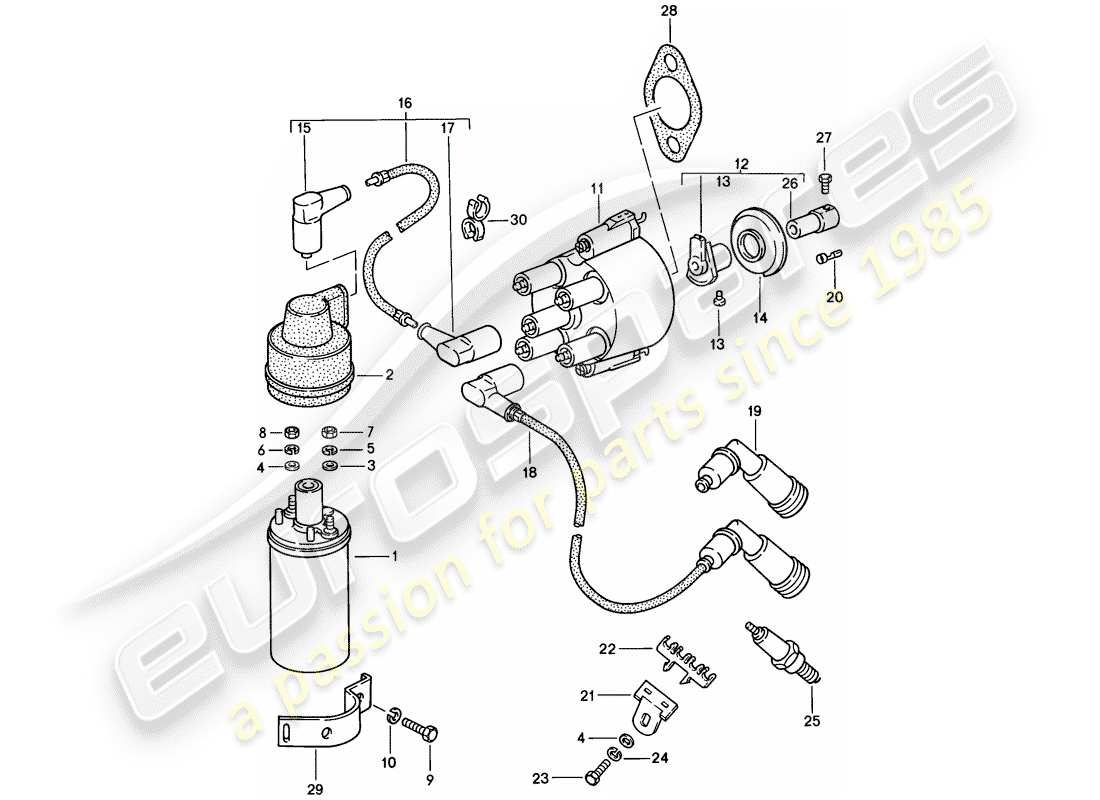 porsche 1988 (944) impianto elettrico del motore 1 diagramma delle parti