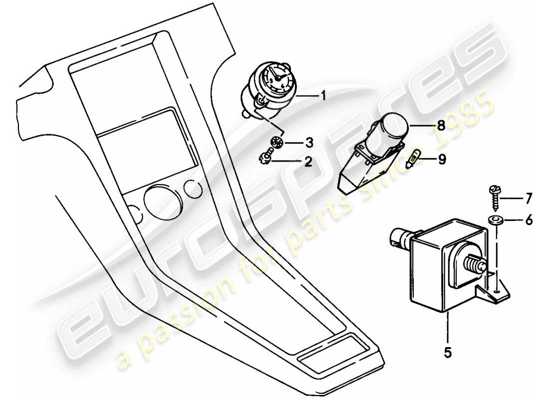porsche 1978 (928) strumenti - console centrale diagramma delle parti