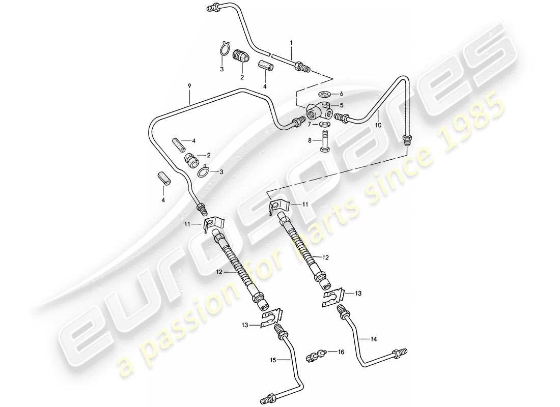 porsche 1987 (911) diagramma delle parti linea freno