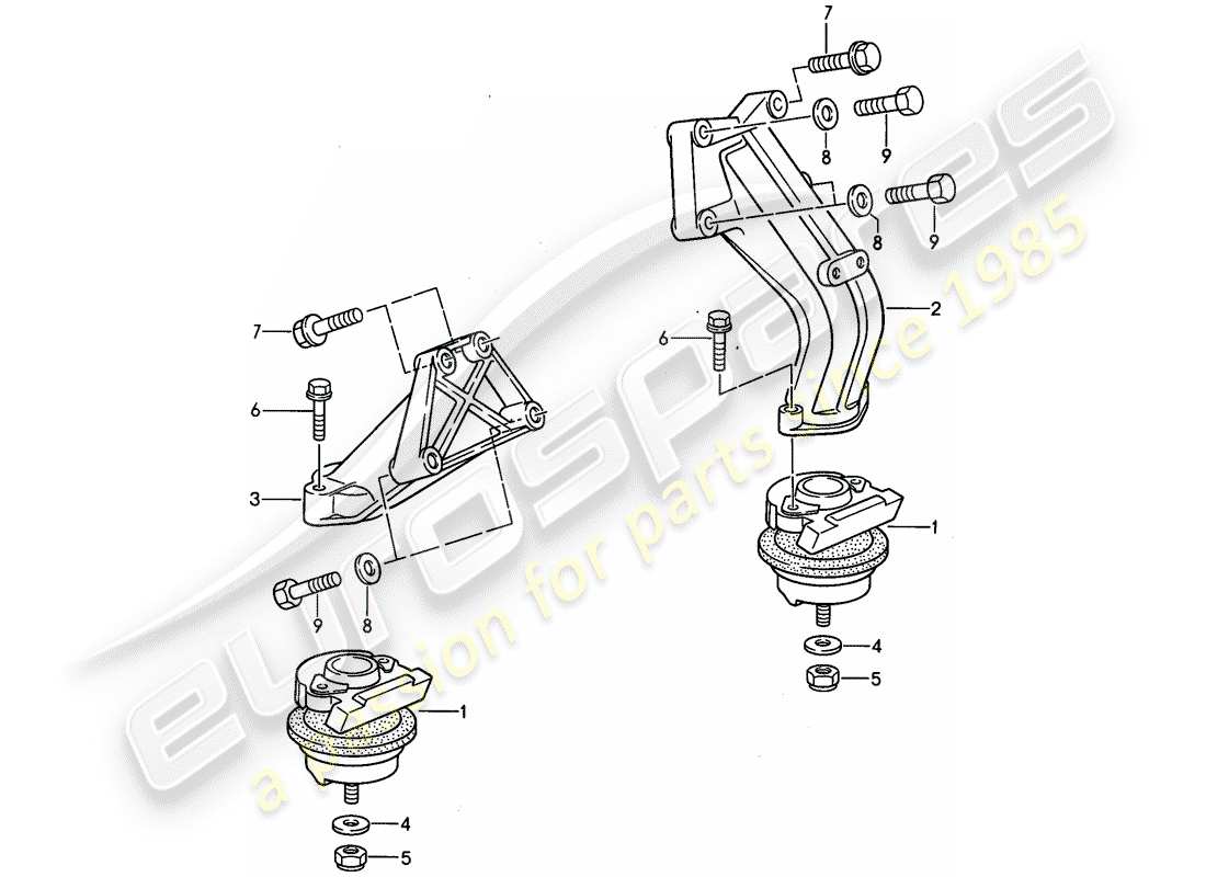 porsche 1993 (968) sospensione del motore diagramma delle parti