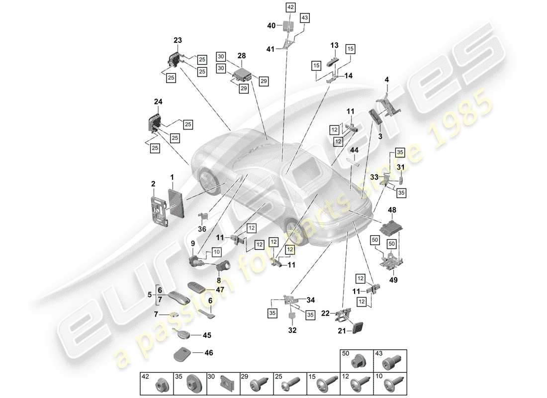 porsche 2018 (panamera 971-1) unità di controllo diagramma delle parti