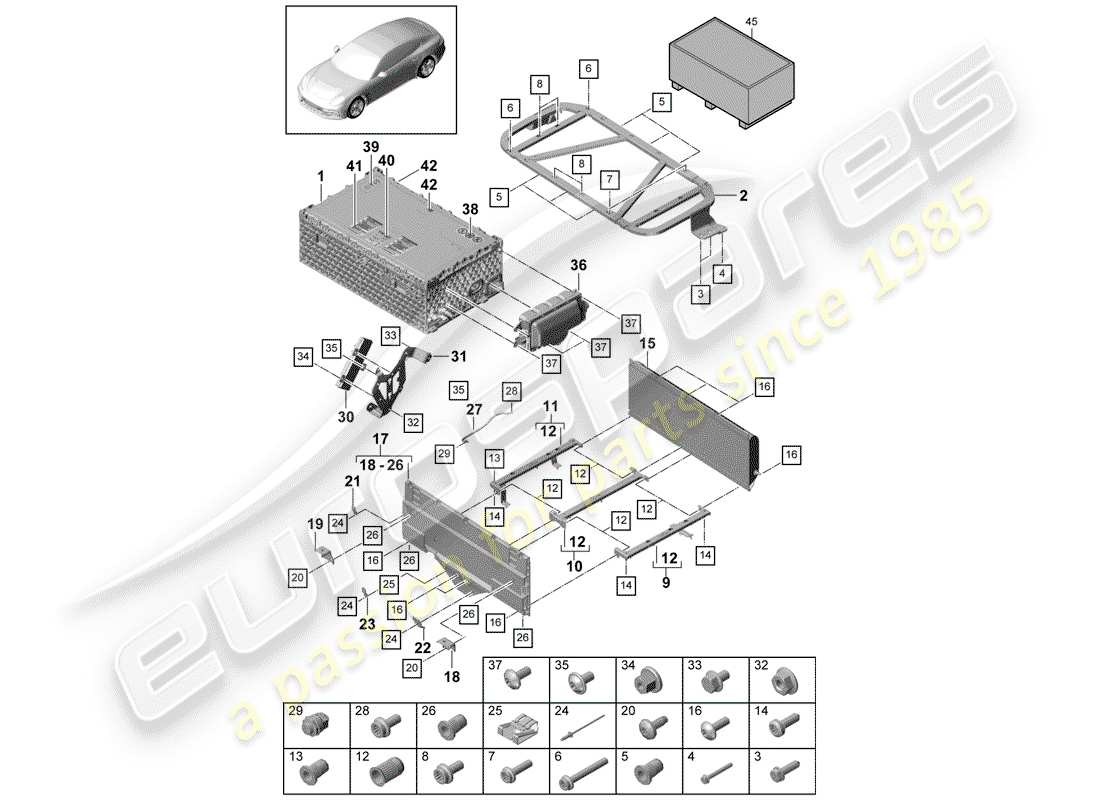 porsche 2018 (panamera 971-1) batteria diagramma delle parti