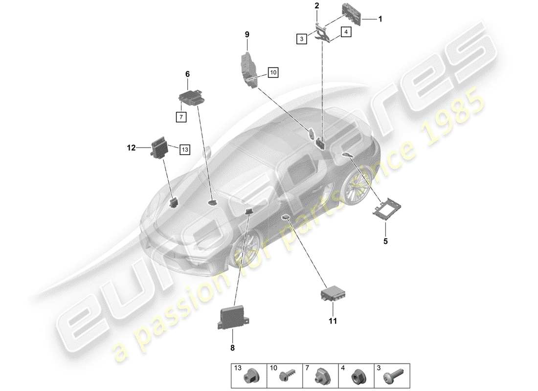 porsche 2019 (718 boxster spyder) unità di controllo schema delle parti