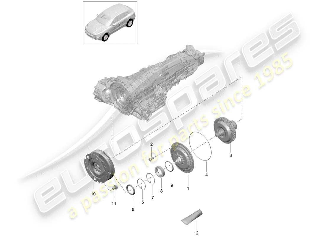 porsche 2018 (macan) diagramma della parte della frizione