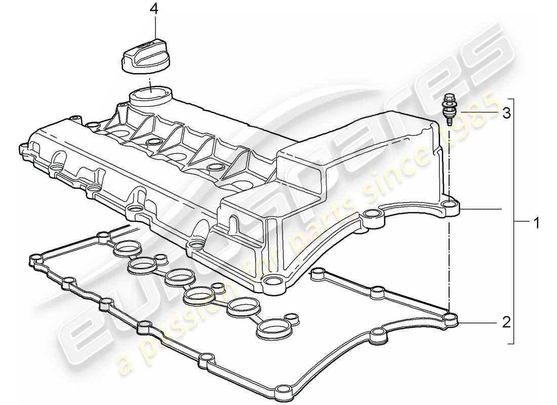 porsche 2010 (cayenne e1 9pa) coperchio valvola diagramma delle parti
