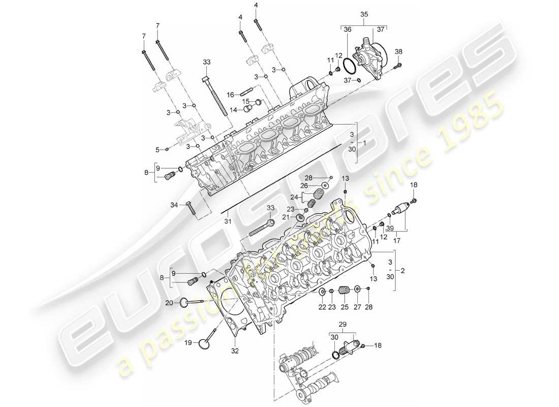 porsche 2010 (cayenne e1 9pa) testata diagramma delle parti