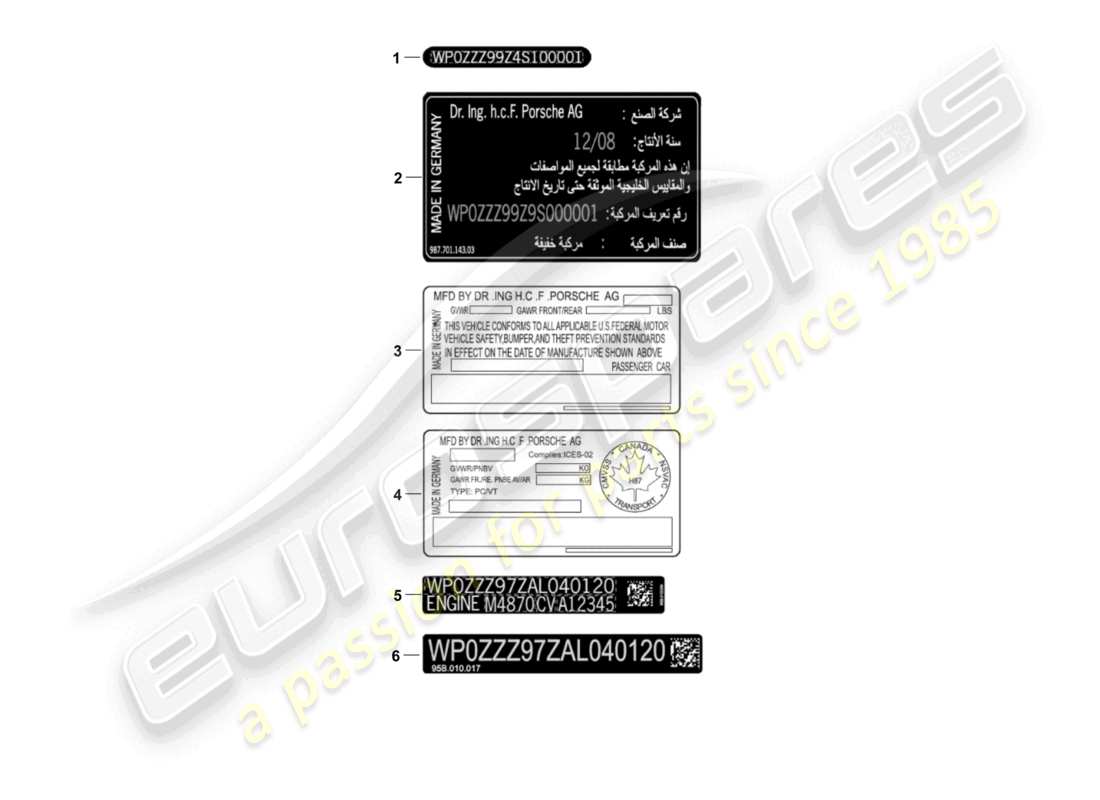 porsche 2010 (cayenne e1 9pa) segnali/avvisi diagramma delle parti