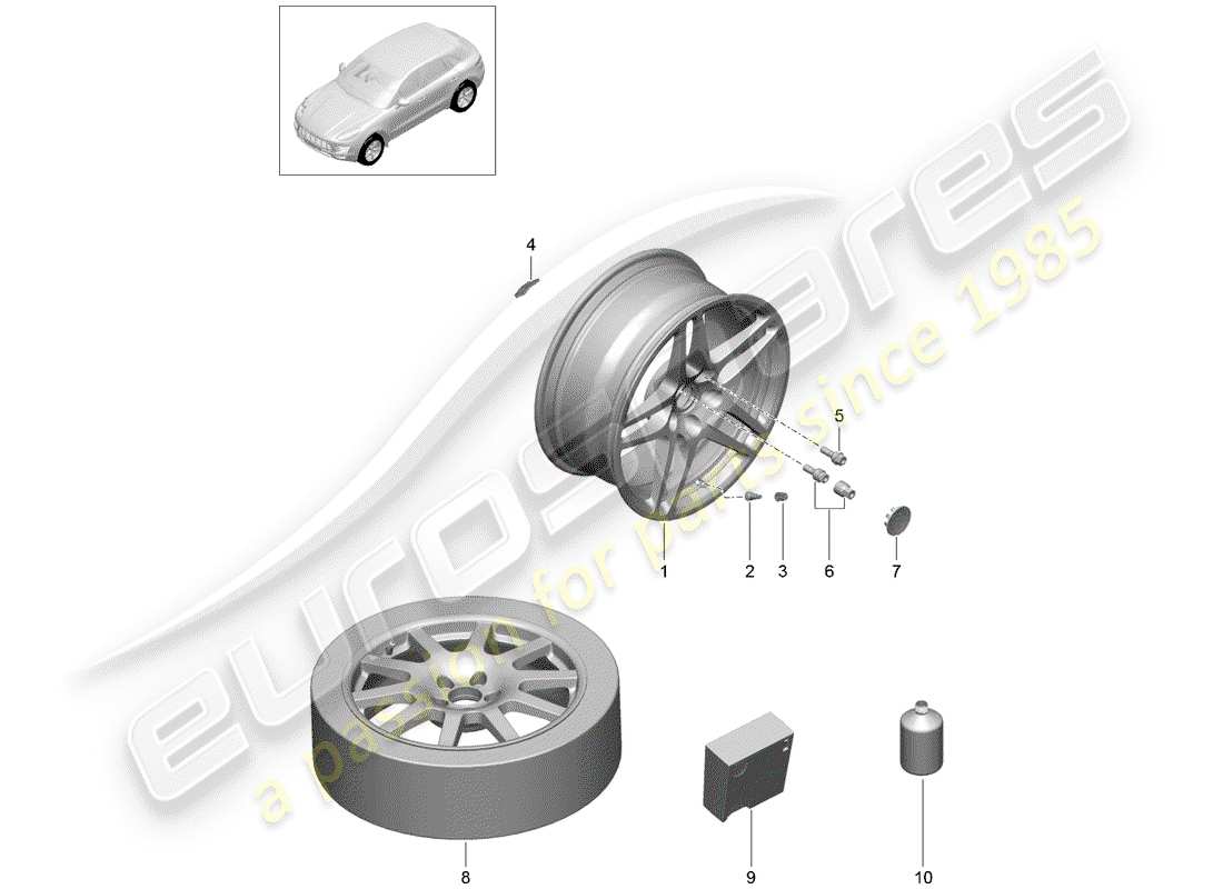 porsche 2015 (macan) ruote/pneumatici diagramma delle parti