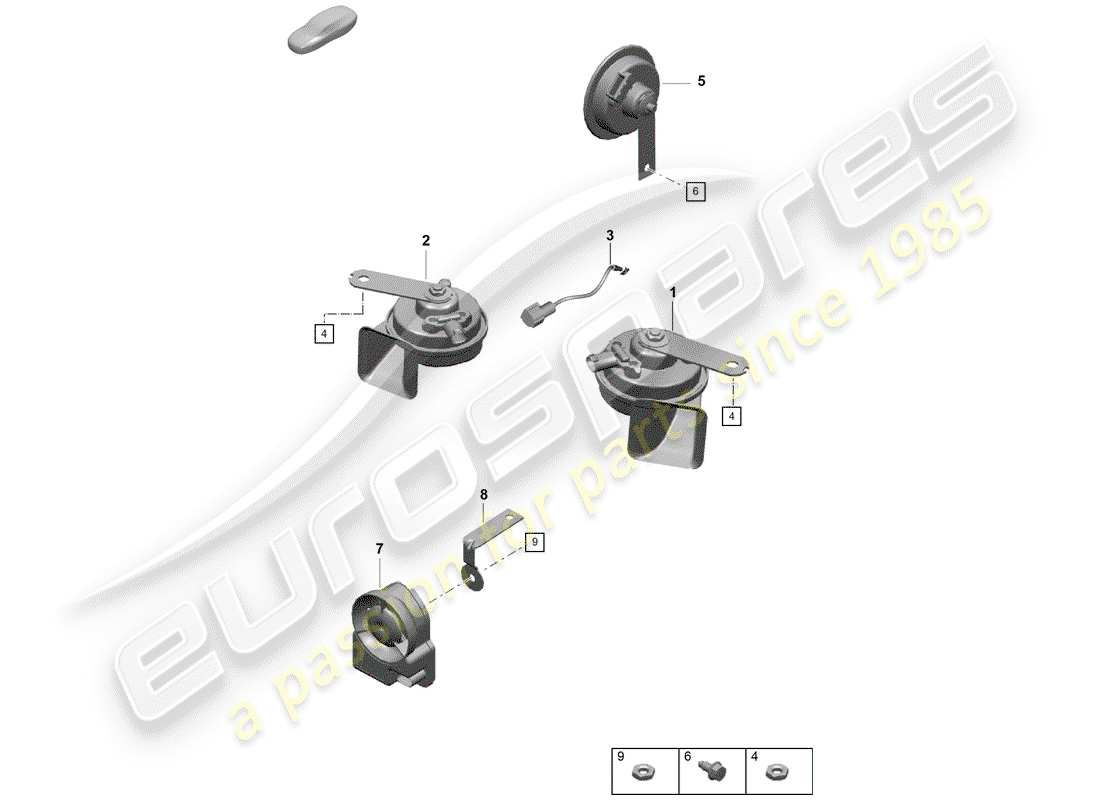 porsche 2020 (718 boxster spyder) corno di fanfara diagramma delle parti