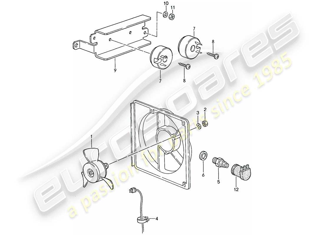 porsche 1990 (944) schema delle parti dell'elettroventola