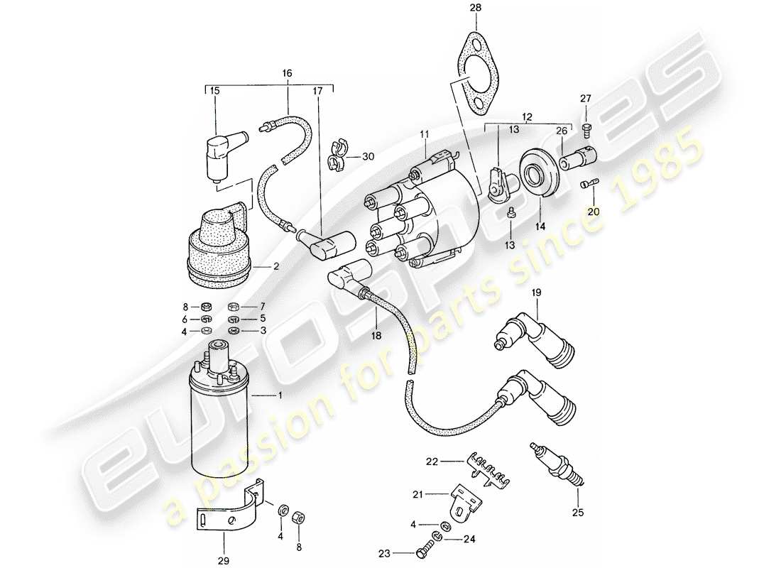 porsche 1990 (944) impianto elettrico del motore 1 diagramma delle parti
