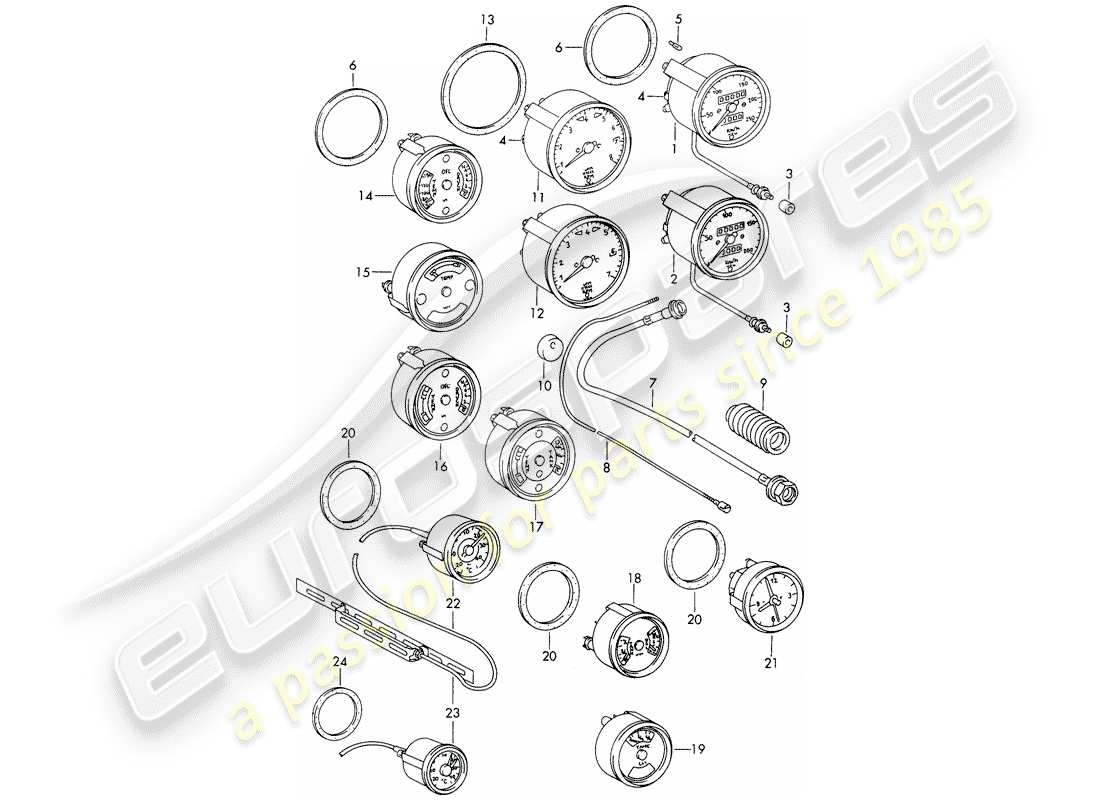 porsche 1966 (911/912) strumenti diagramma delle parti