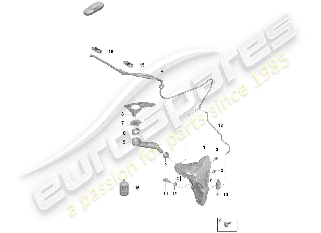 porsche 2019 (718 boxster spyder) unita ' rondella del parabrezza schema delle parti