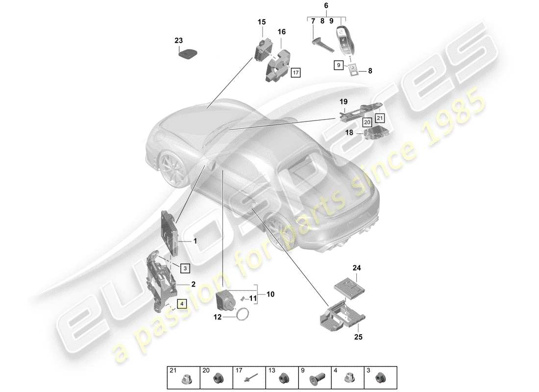 porsche 2019 (718 boxster spyder) unità di controllo schema delle parti