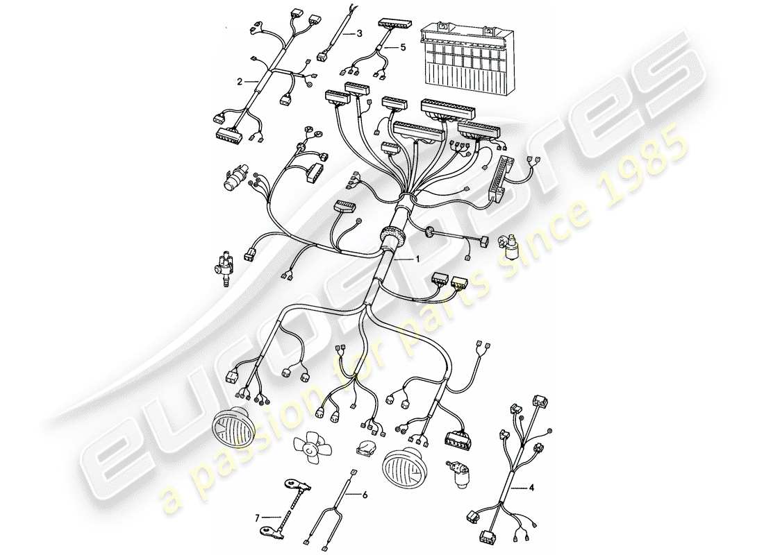 porsche 1976 (924) cablaggi - vano motore diagramma delle parti